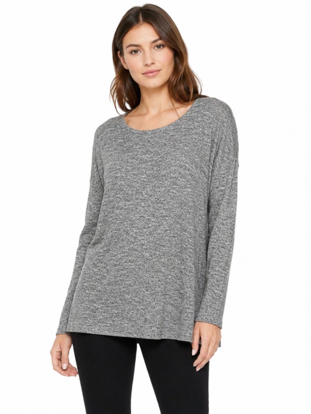 Eileen Fisher Heathered Knit Tunic Top – Women's Size S/M  Effortless minimalist